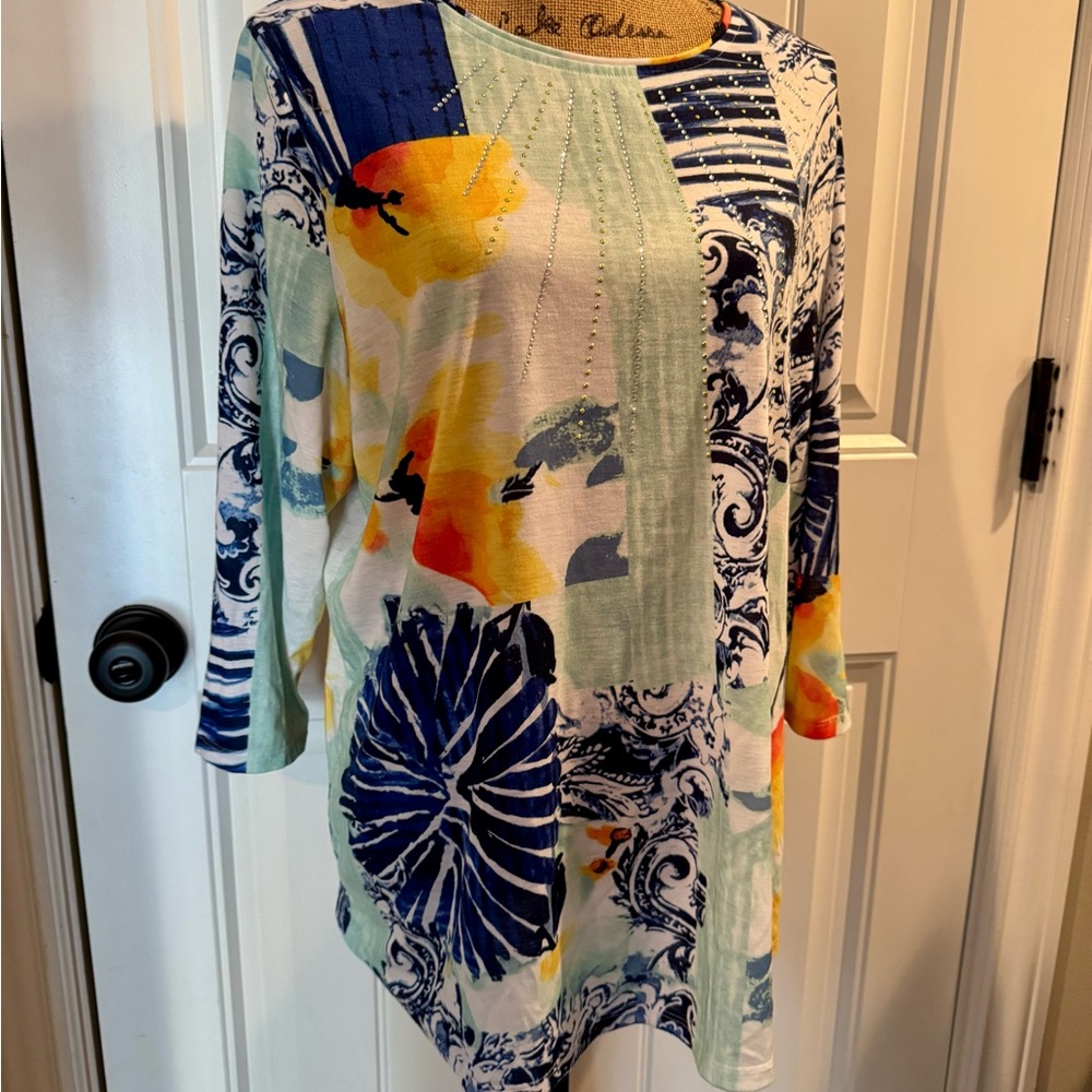 Allison Daley 2X multicolored top. Like New Without Tags